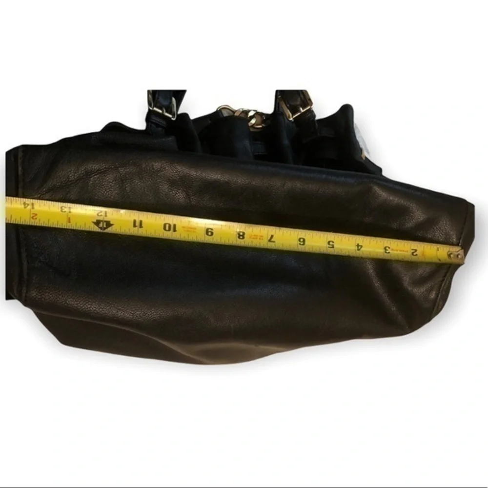 Michael kors black leather gathered bag